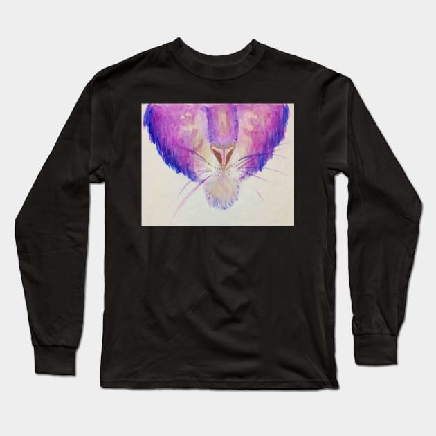 Cat Face Long Sleeve T-Shirt by artmarieso